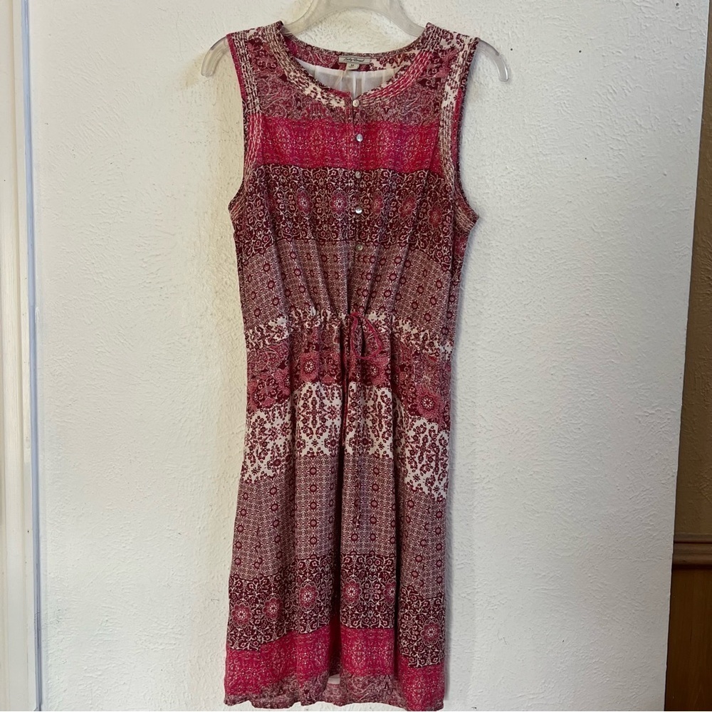 Lucky Brand cranberry mixed print sleeveless sheath dress